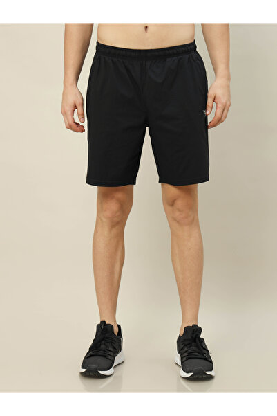 Technosport By Styli Men Plain Black Shorts with Zip Pocket