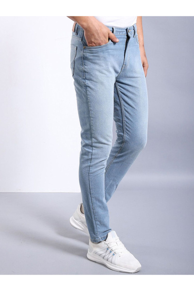 The Indian Garage Co By Styli Men Light Blue Mid Rise Skinny Fit Jeans