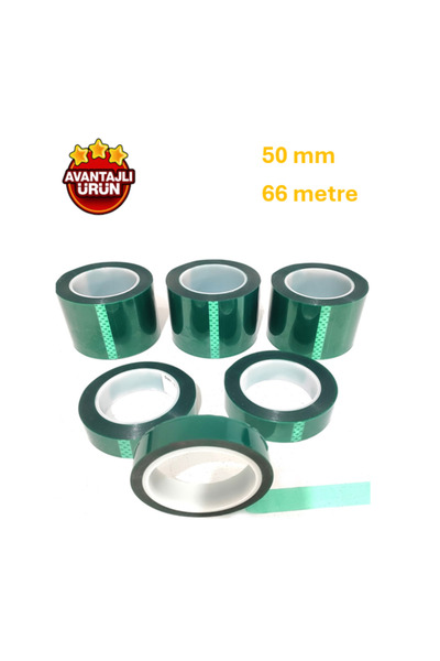 Store Yeşil Polyester Bant Yüksek Isıya Dayanıklı Maskeleme Bandı 50mm x 66mt