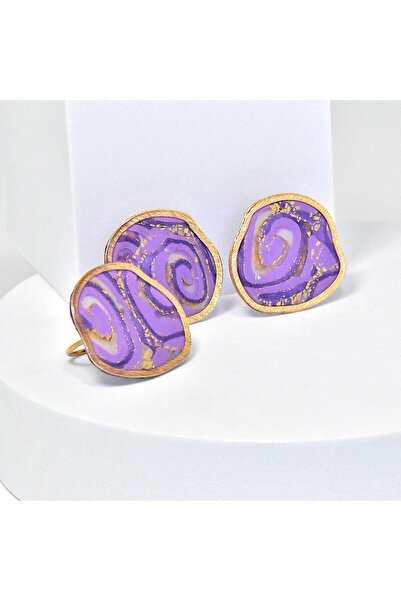 NARRU Handmade earrings, purple, lilac, gold, Arya 30