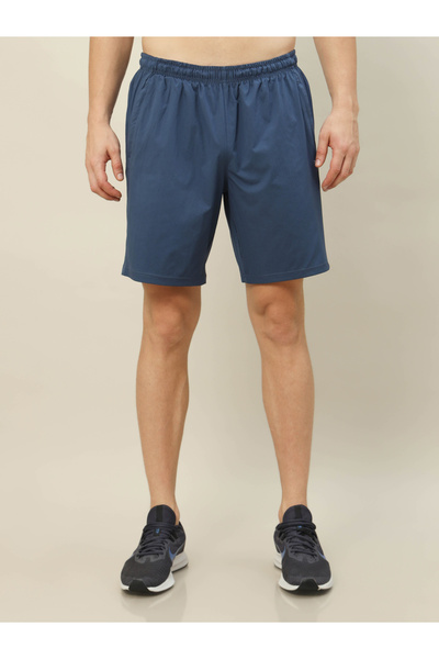 Technosport By Styli Men Plain Blue Shorts with Zip Pocket