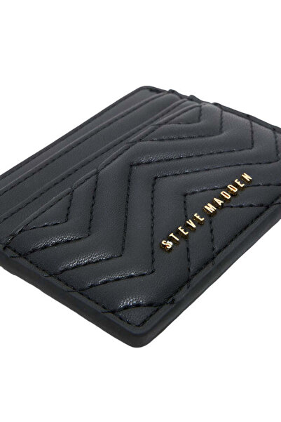 Steve Madden Women's Quilted Black Card Holder Wallet