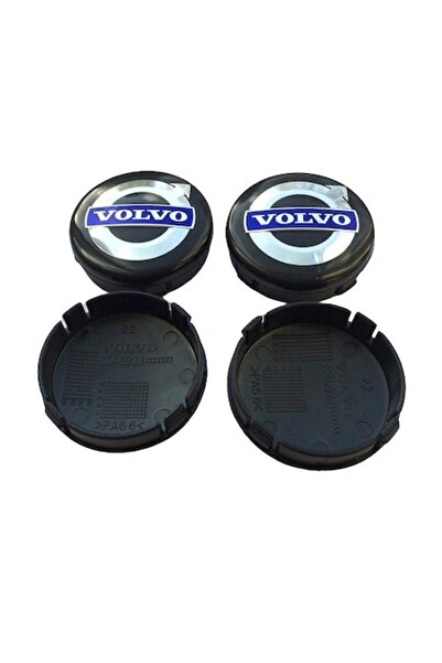 BLACK Σετ 2 καπάκια τροχών 64 mm μαύρο+μπλε, για ζάντες κράματος Volvo