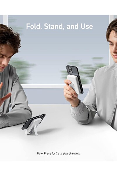 Anker 633 Magnetic Power Bank 10,000mAh Foldable Magnetic Wireless Portable Charger (White)