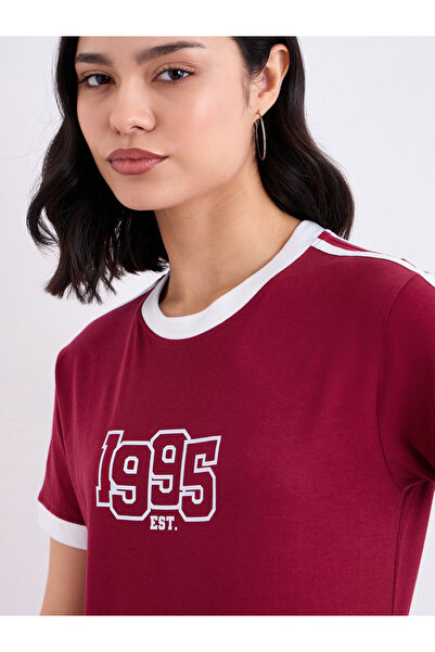 Styli Women Red Regular Fit Printed T-Shirt