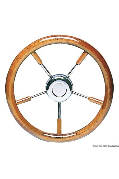 OSCULATI Stainless steel steering wheel with mahogany outer ring