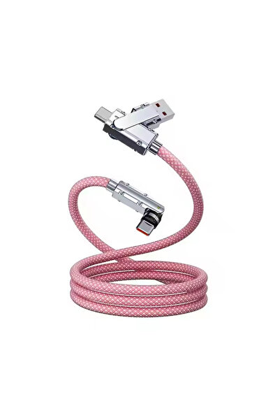OEM Data and Fast Charging Cable, 2 in 1, QC 3.0, 60W, Universal, Type C, 1m, 540 Degree Rotation, Pink