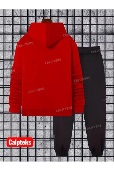 CALP TEKS La Printed Hooded Cotton Thick Set with Kangaroo Pocket