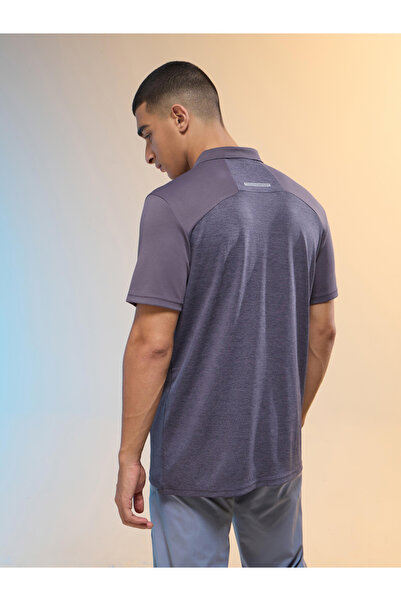 Technosport By Styli Men Purple Slim Fit Melange Polo