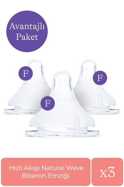 Lansinoh Natural Wave Biberon Emziği Hızlı Akışlı (6 Ay+) 3'lü Avantaj Paketi...