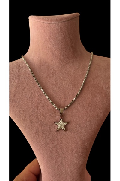 derokas Zircon Stone Full Steel Tarnish-Free Star Necklace Stylish Elegant