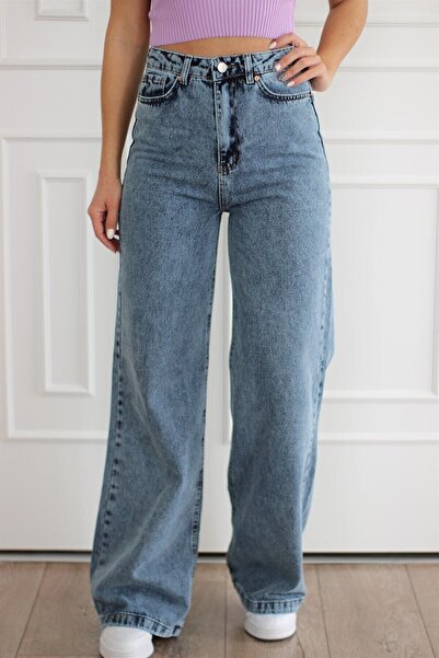 kleshus Neo Loose Leg Ice Snow Wash High Waist Stretchy Jeans