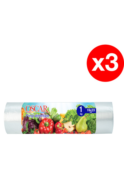 Oscar – Pungi Alimentare 1kg – Transparent – HDPE – 3 x 50 Bucăți