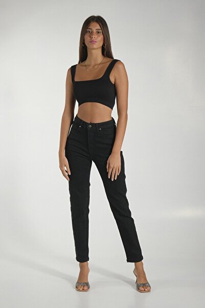 kleshus بنطلون جينز نسائي أسود عالي الخصر من Mia