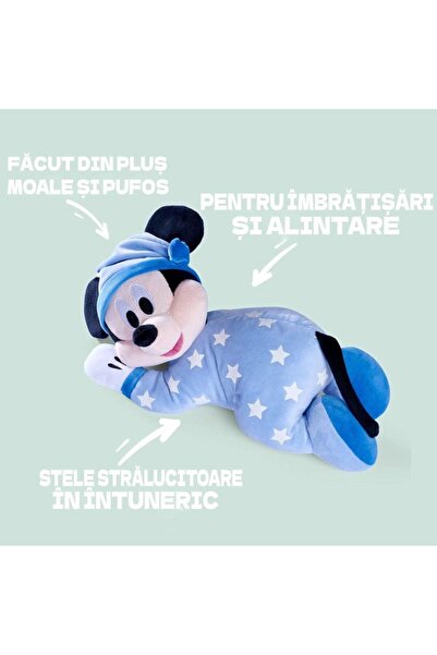 Disney Jucarie de plus, Mickey Mouse, cu stelute fosforescente 30CM si 1 sticker