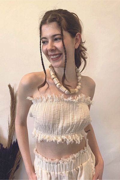 ARİNNASİDE Muslin Tassel Strapless