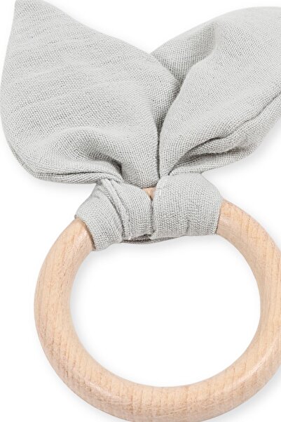 Bebekevi Bebekler için OEKO-TEX Sertifikalı Müslin Kumaşlı Ahşap Diş Kaşıyıcı