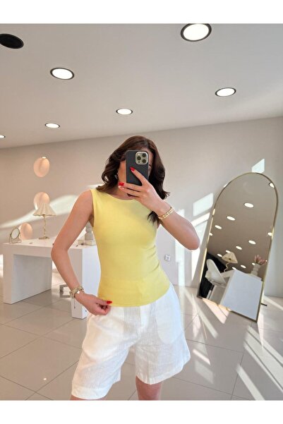 Şulenin Butiği KOLSUZ BİSİKLET YAKA ATLET SARI