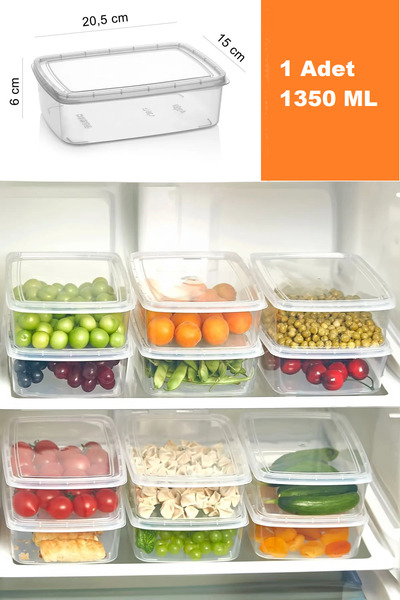 EcoVibe 1 قطعة حاوية تخزين للميكروويف وفريزر بسعة 1350 مل، حاوية تخزين للفريز...