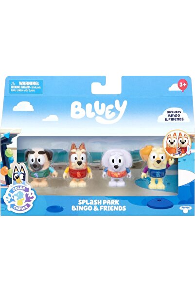 bluey S13 COLOR CHANGE FIGURE 4PACK WATER PARK BINGO & FRIENDS EXCLUSIVE