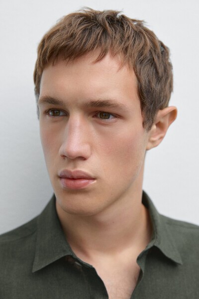 Massimo Dutti Soluk efektli keten regular fit gömlek