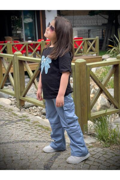 Yağmurun Butiği Cargo Pocket Pants and Butterfly Printed T-Shirt Combination