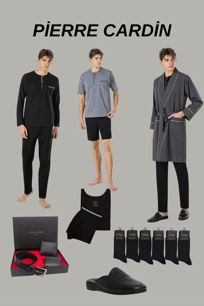 Pierre Cardin Men's Dowry Set Black Licensed Boxed 7-Piece Groom Set