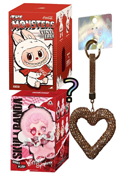 Pofika Skullpanda 1 Adet+Labubu X Coca-cola Figür Serisi 1 Adet Sürprize Paket+Kalp Charm Hediye