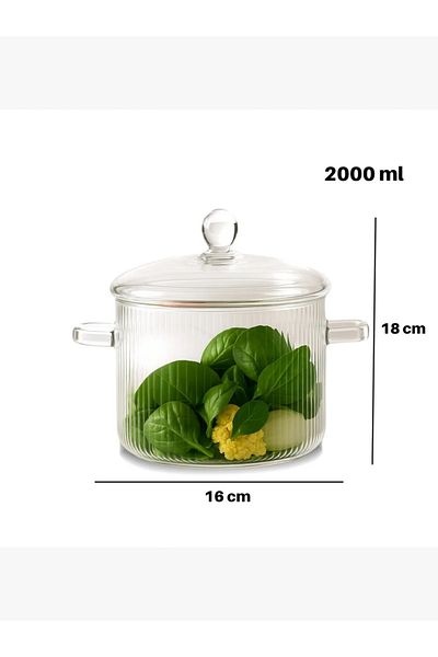 rexa Striped Glass Thermal Pot with Glass Lid - 2 L - 2SS1-A05-006