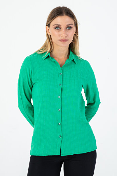 Nuevo Дамска зелена жакардова блуза с дълъг ръкав – стилна и удобна