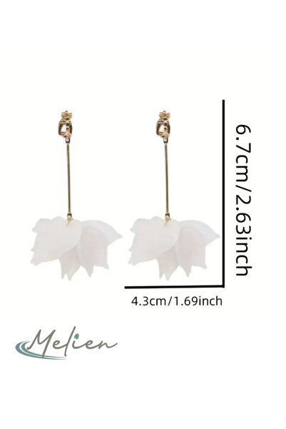 Melien New Stylish Earrings with Elegant White Long Dangle with Bohemian Style Lotus Flower Detail for Daily and Special Moments