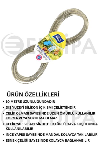 ELDİPA 3 Pack Steel Drawstring Silicone Coated Clothesline – 10 Meters Each – Resistant to Any Condition