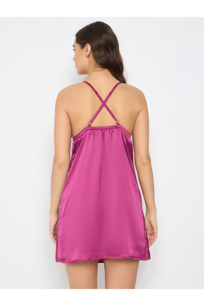 Clovia By Styli Solid Lace Insert Padded Satin Babydoll