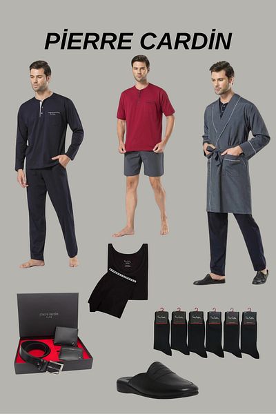 Pierre Cardin Men's Dowry Set Navy Blue Licensed Boxed 7-Piece Groom Set