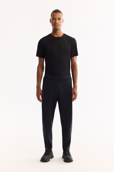 Avva Men's Black Elastic Waist Sweatpants with Side Pockets A52Y3415