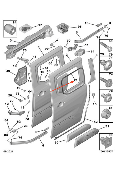PSA Arka Kapı Cam Fitili 9824027780 | Citroen Berlingo III / Classic Peugeot Partner III ve Tepee