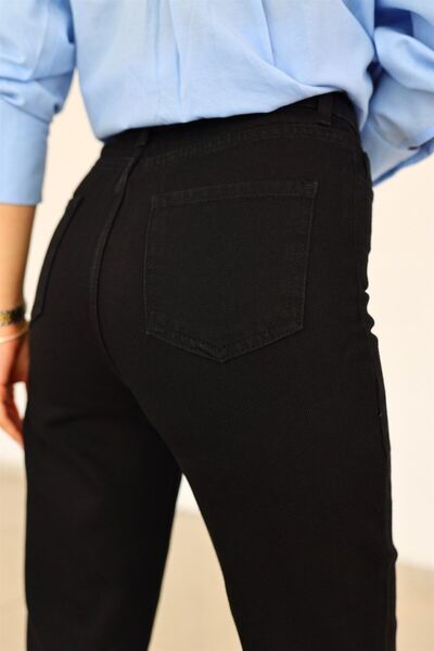 kleshus بنطلون جينز Mia Black TREND MOM عالي الخصر من الليكرا