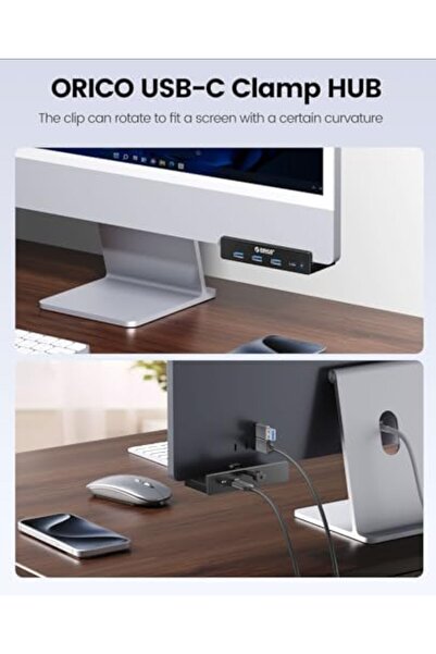Orico موزع USB 3.0، موزع USB بمشبك مع منفذ إمداد طاقة إضافي، محول USB من الألومنيوم بأربعة منافذ