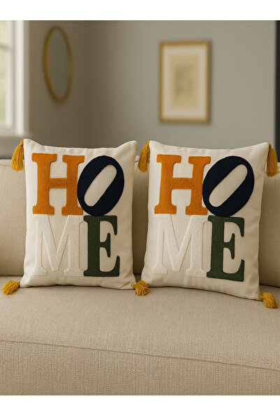 Raschel Home 2 Adet Set Saçaklı Yumuşak Punch İşlemeli Kırlent Yastık Kılıfı ...