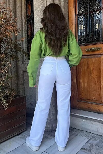 beeke Julyy Pantaloni largi cu talie înaltă pentru femei JULLY Pantaloni de blugi pentru femei