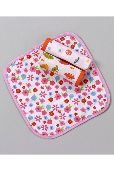 Babyhug 100% Cotton Muslin Wash Cloths, Soft & Absorbent, Pack of 3, Multicolor, 0-24 Months