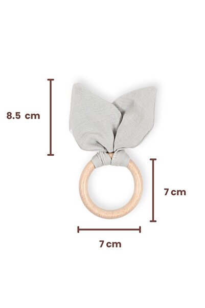 Bebekevi Bebekler için OEKO-TEX Sertifikalı Müslin Kumaşlı Ahşap Diş Kaşıyıcı