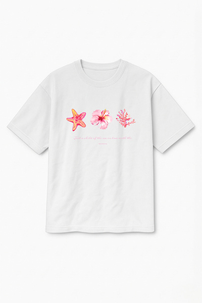 Altair Tr Oversize White Unisex Floral Printed T-Shirt T-Shirt