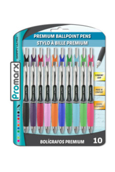 KITTRICH Premium Ballpoint Grippy Ultra Assorted Color 1.0mm Pens (10 Pack)