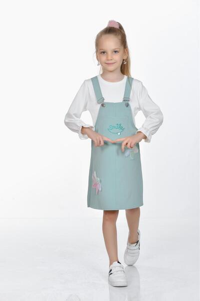 Kamex Long Sleeve T-Shirt Combed Cotton Girl's Salopet Jile 2-Piece Set