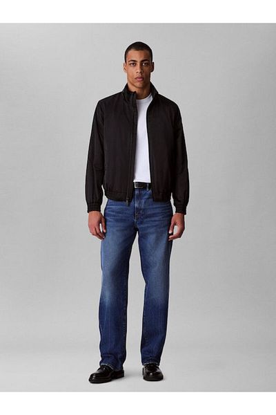 Calvin Klein Men's Water Repellent Windproof Fabric Stand Collar Long Sleeve Black Jacket Lv04Rc516G-Ub1