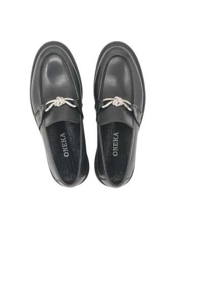 Oneka Shoes Men's Casual Loafer Buckle Black Napa 420525Bv2209