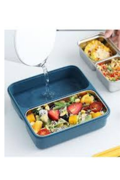 Next Plus Bento 1100ml Two Compartment Single Layer Four Lock Stainless Steel Box Lunch Container