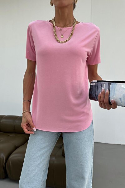 mylove Oval Cut Basic Tshirt Pink
