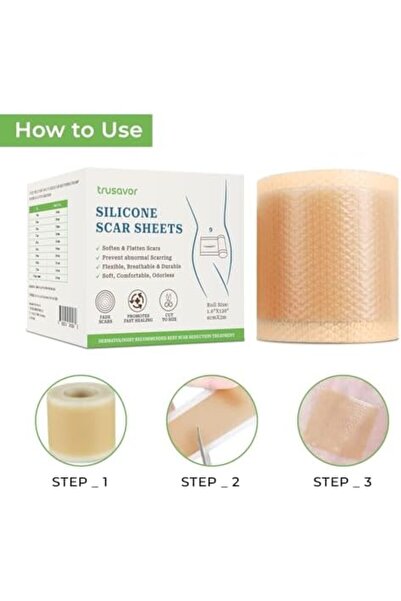 Trusavor Silicone Scar Sheets from Trusavor, Medical Grade, Flexible, and Breathable, 4cm x 3m Roll for Scar